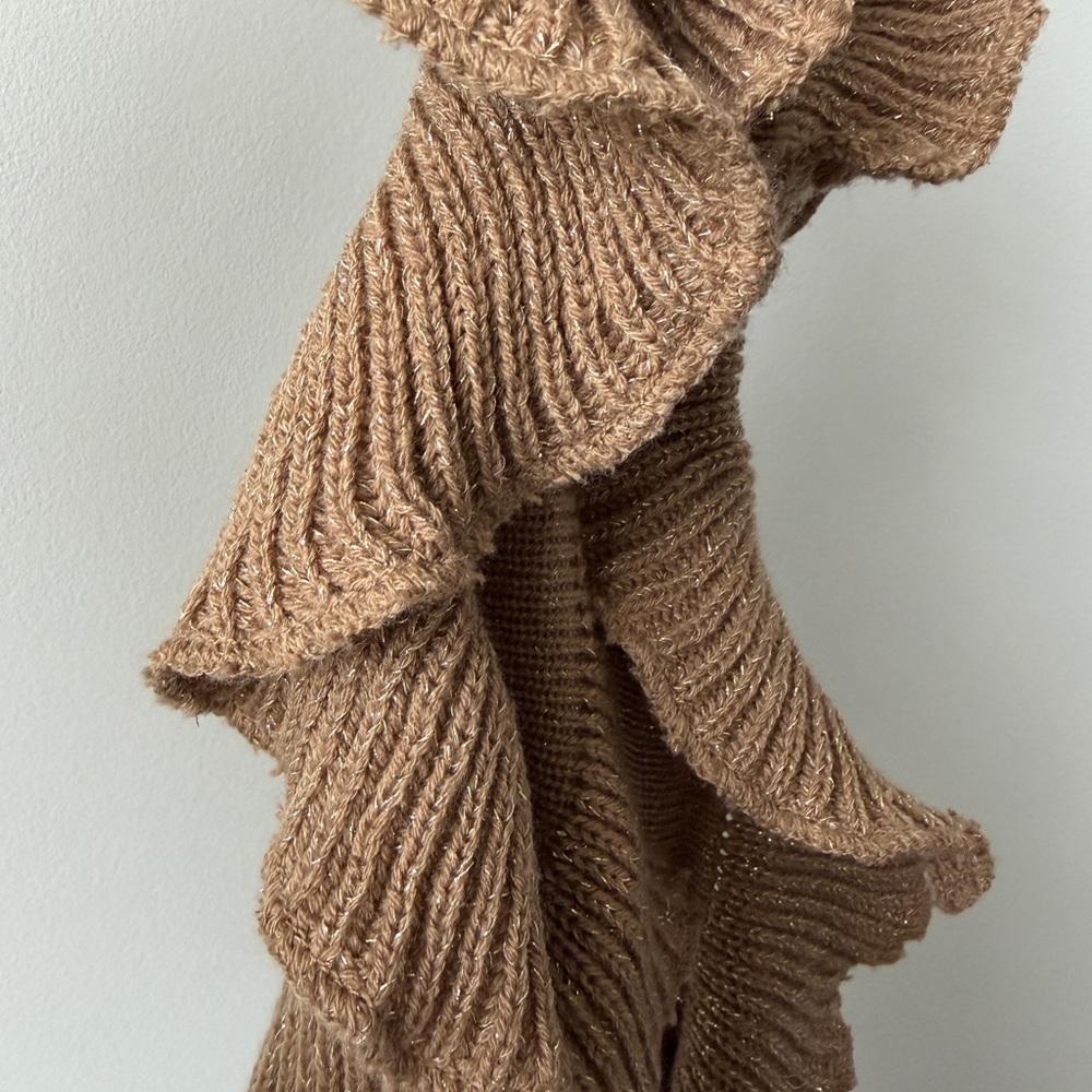 Gold Knit Ruffle Scarf - Picture 6 of 7